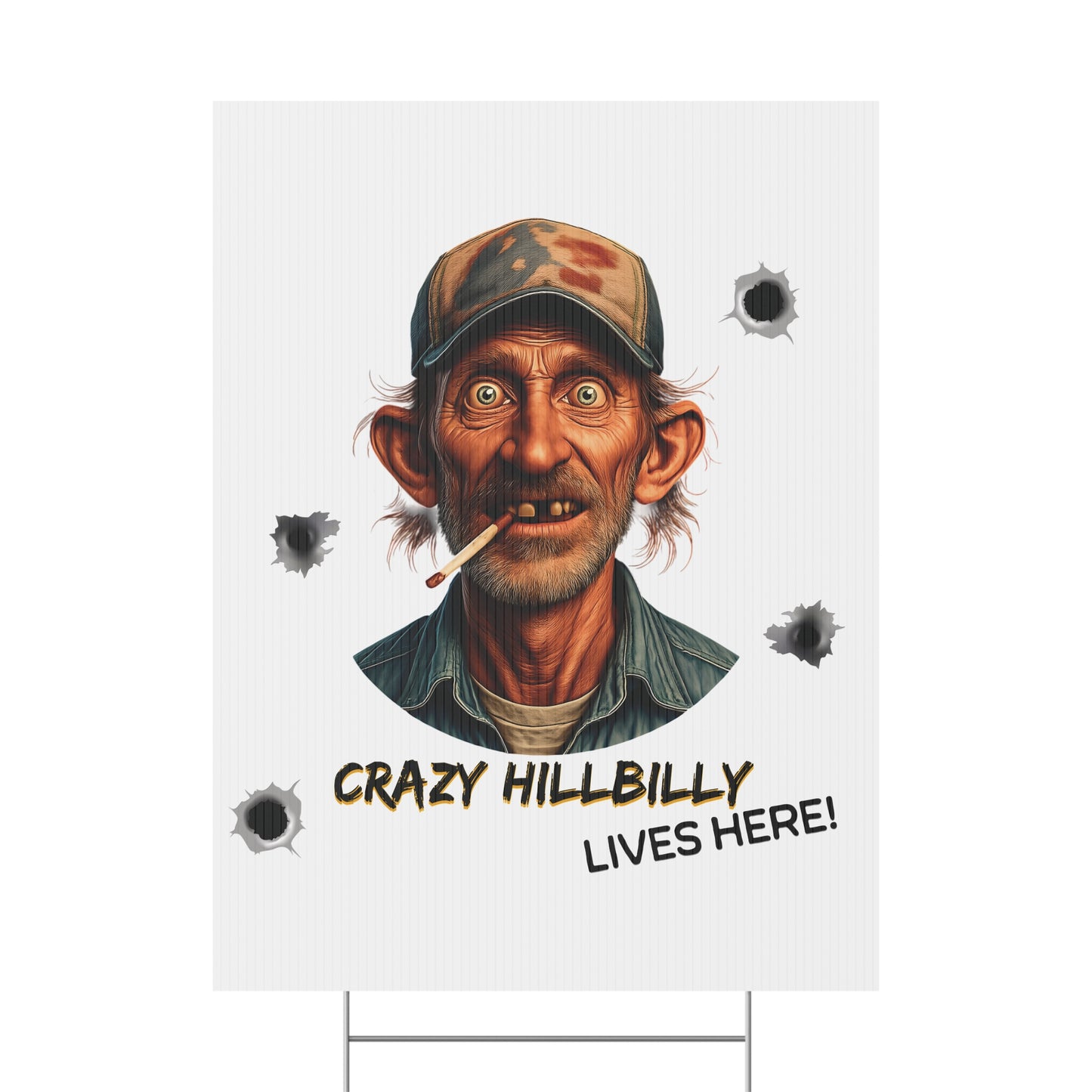Crazy Hillbilly Plastic Yard Sign, Humorous Lawn Decor, Outdoor Welcome Sign