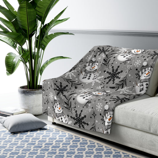 Snowman Sherpa Fleece Blanket