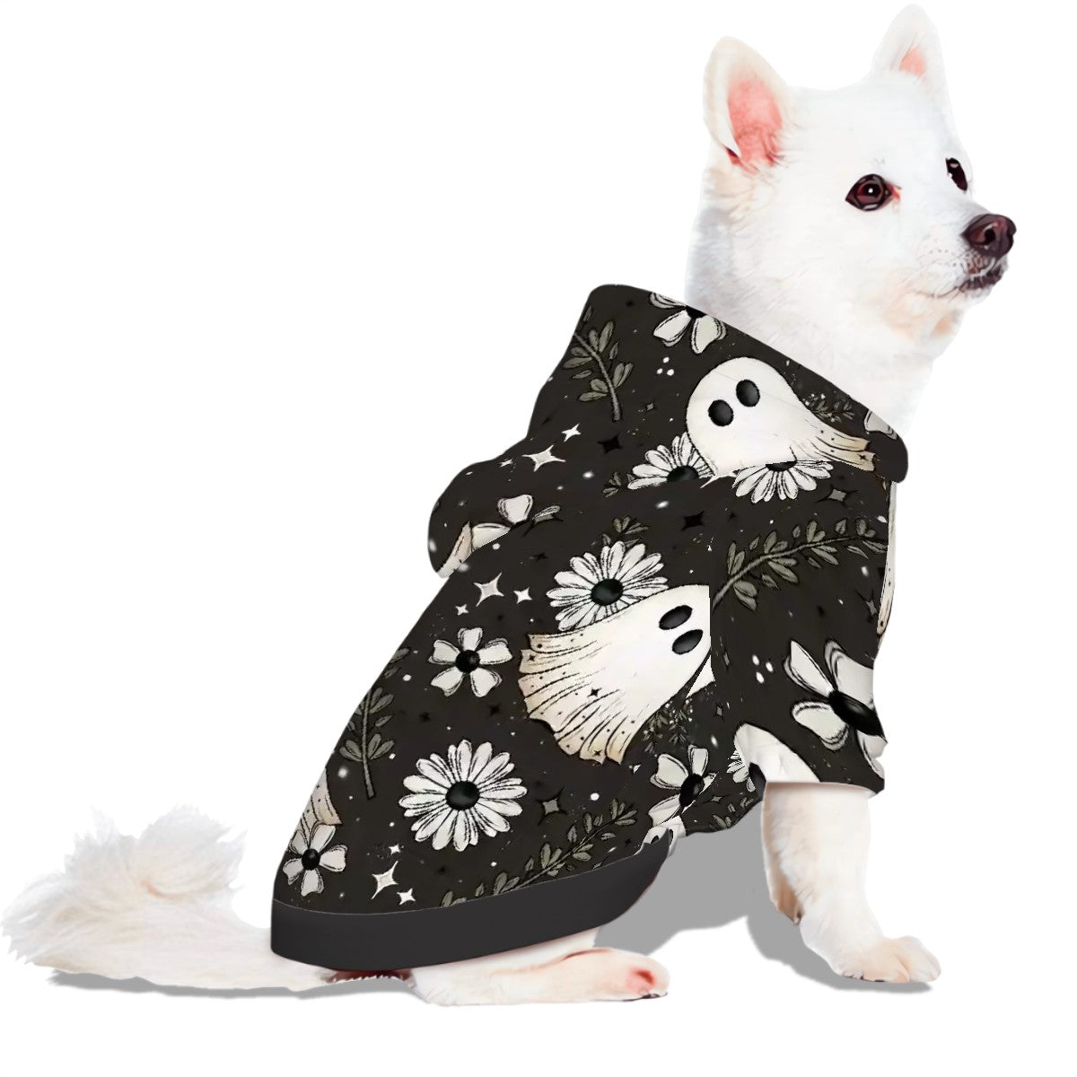 Floral Ghost Small Dog Hoodie - Floral Ghost Women's All Over Print Hoodie (optional)
