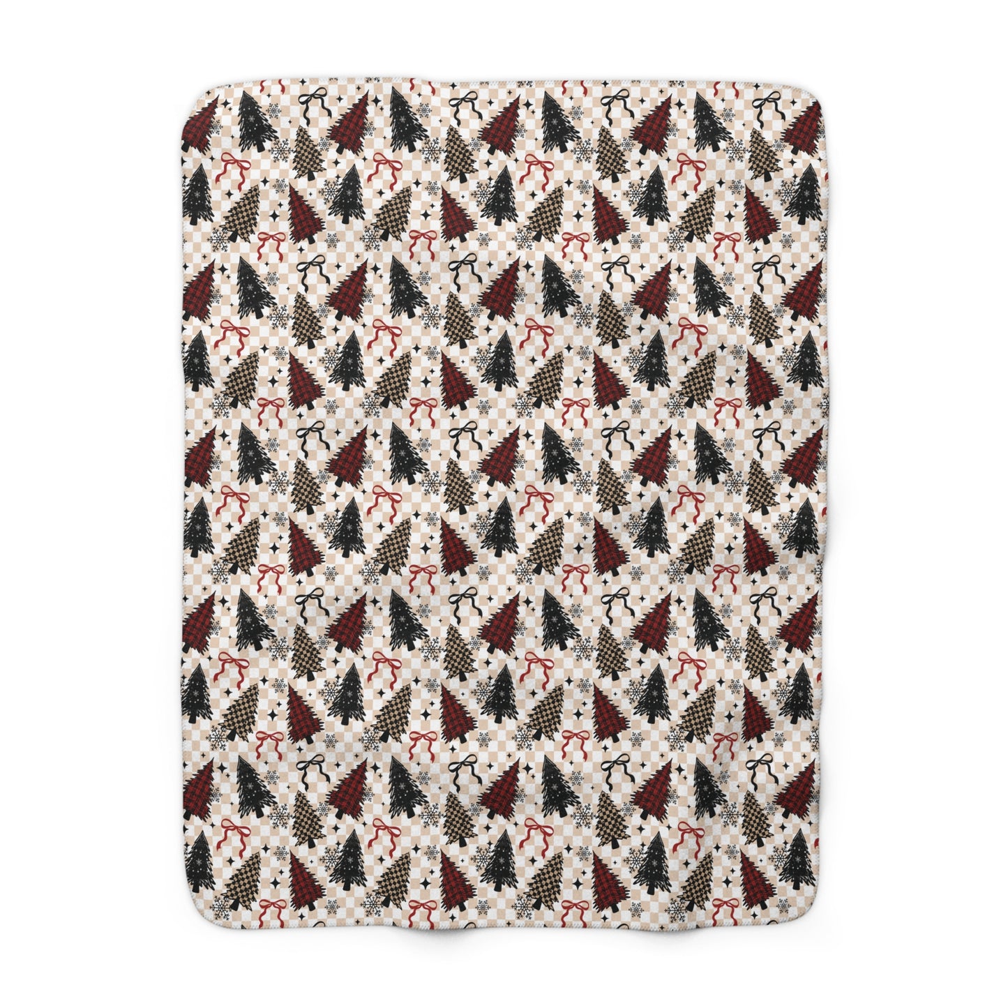Plaid Christmas Trees Sherpa Fleece Blanket