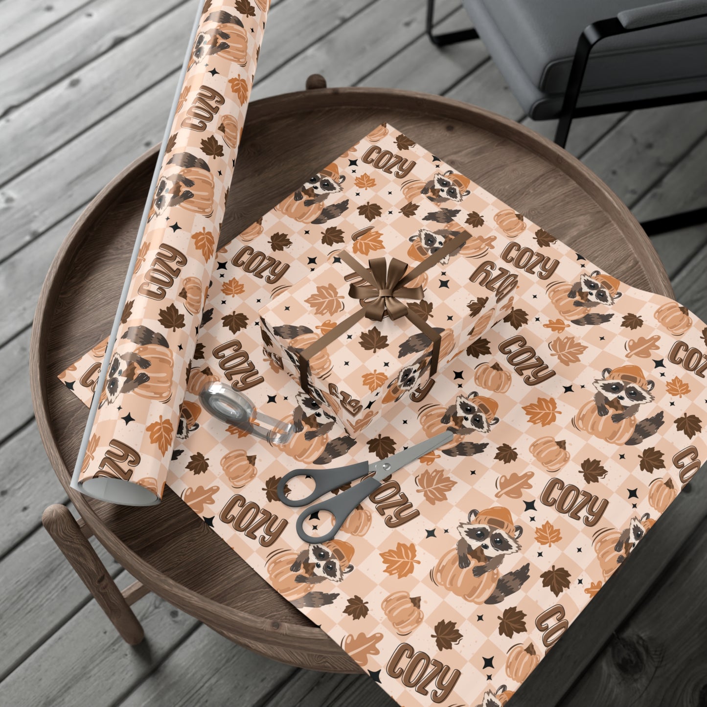 Cozy Weather Raccoons Gift Wrap Papers