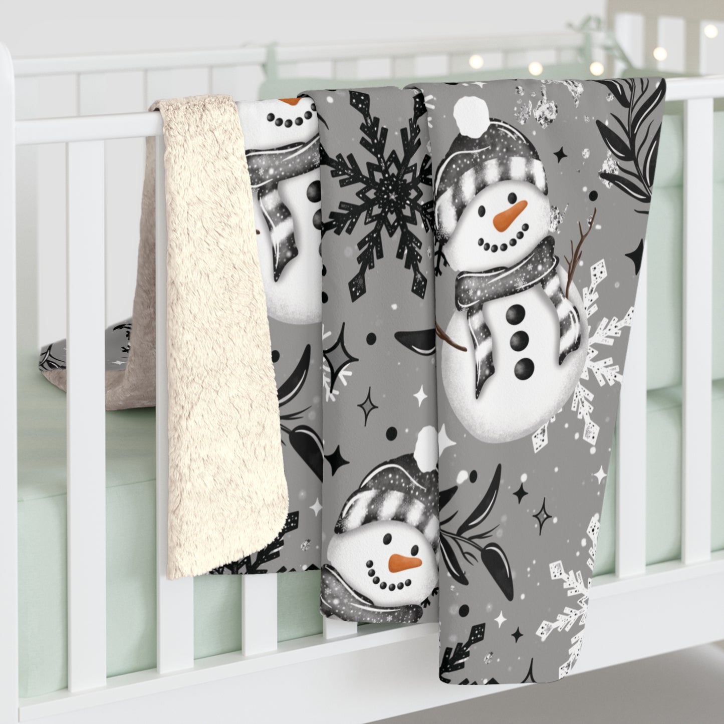 Snowman Sherpa Fleece Blanket