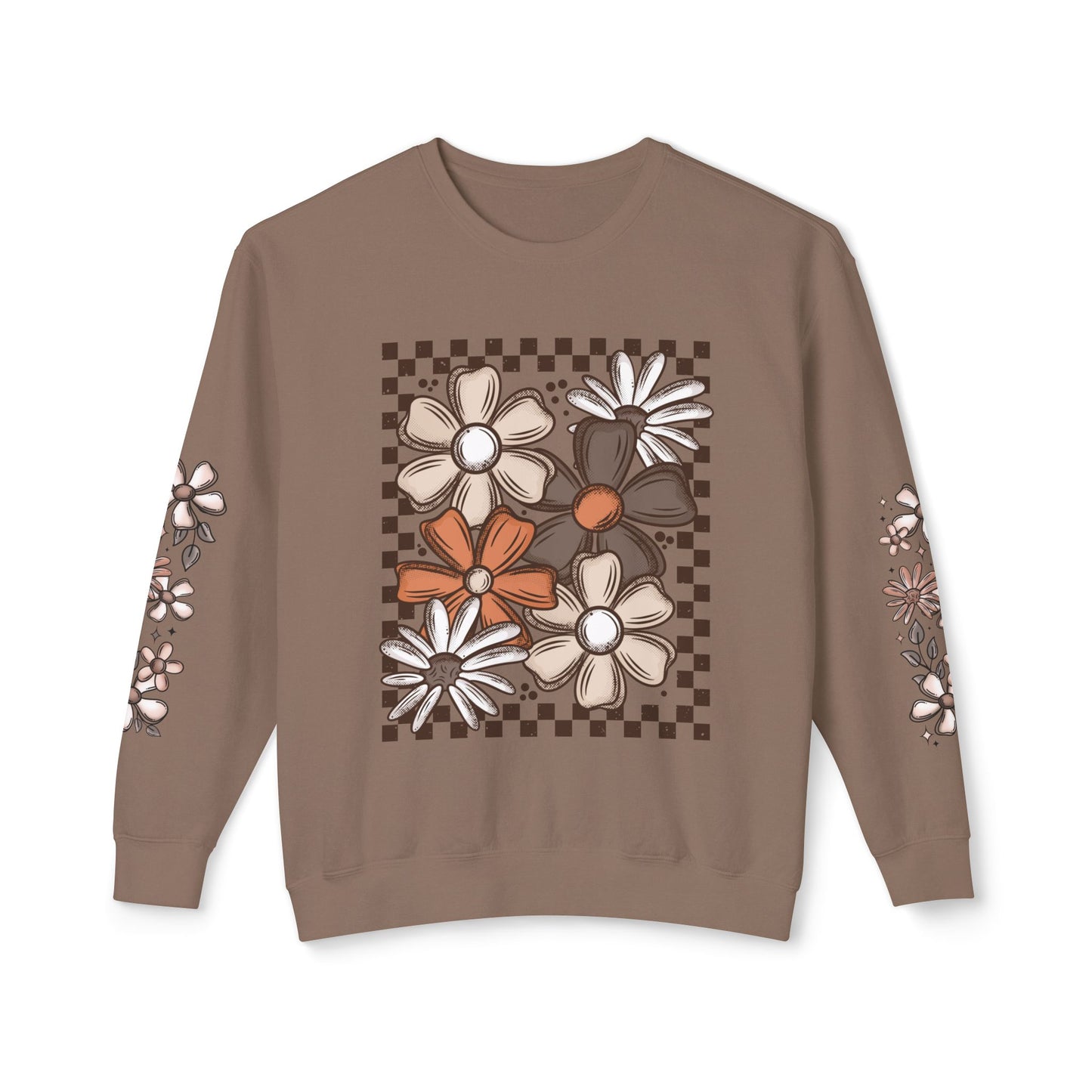Fall Checkered Florals Lightweight Crewneck