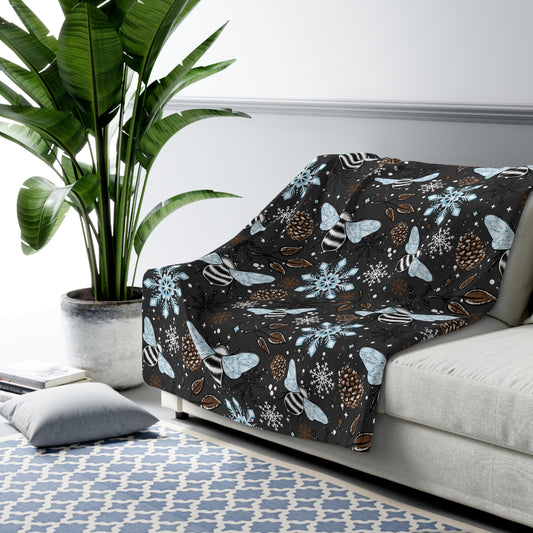Winter Bees Sherpa Fleece Blanket
