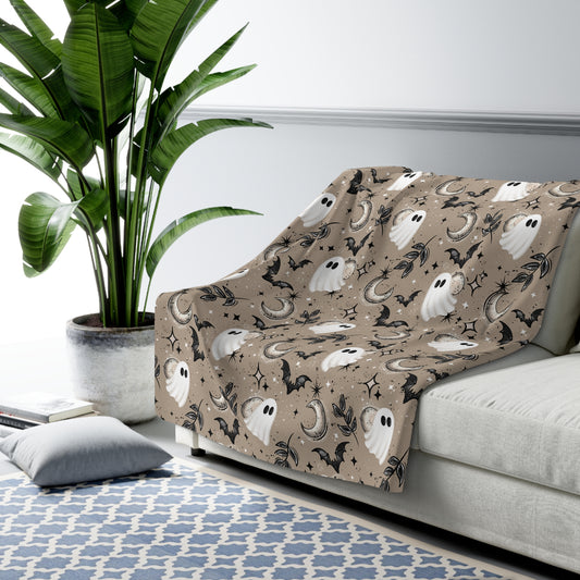 Ghosts and Moons Sherpa Fleece Blanket