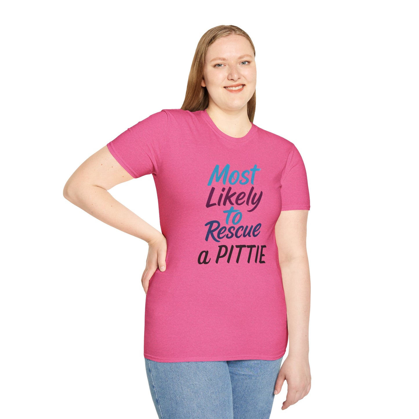 Most Likely to Rescue a Pittie | Pet Lover Gift | Dog Mom Apparel | Dog Adoption Shirt | Animal Rescue Tee