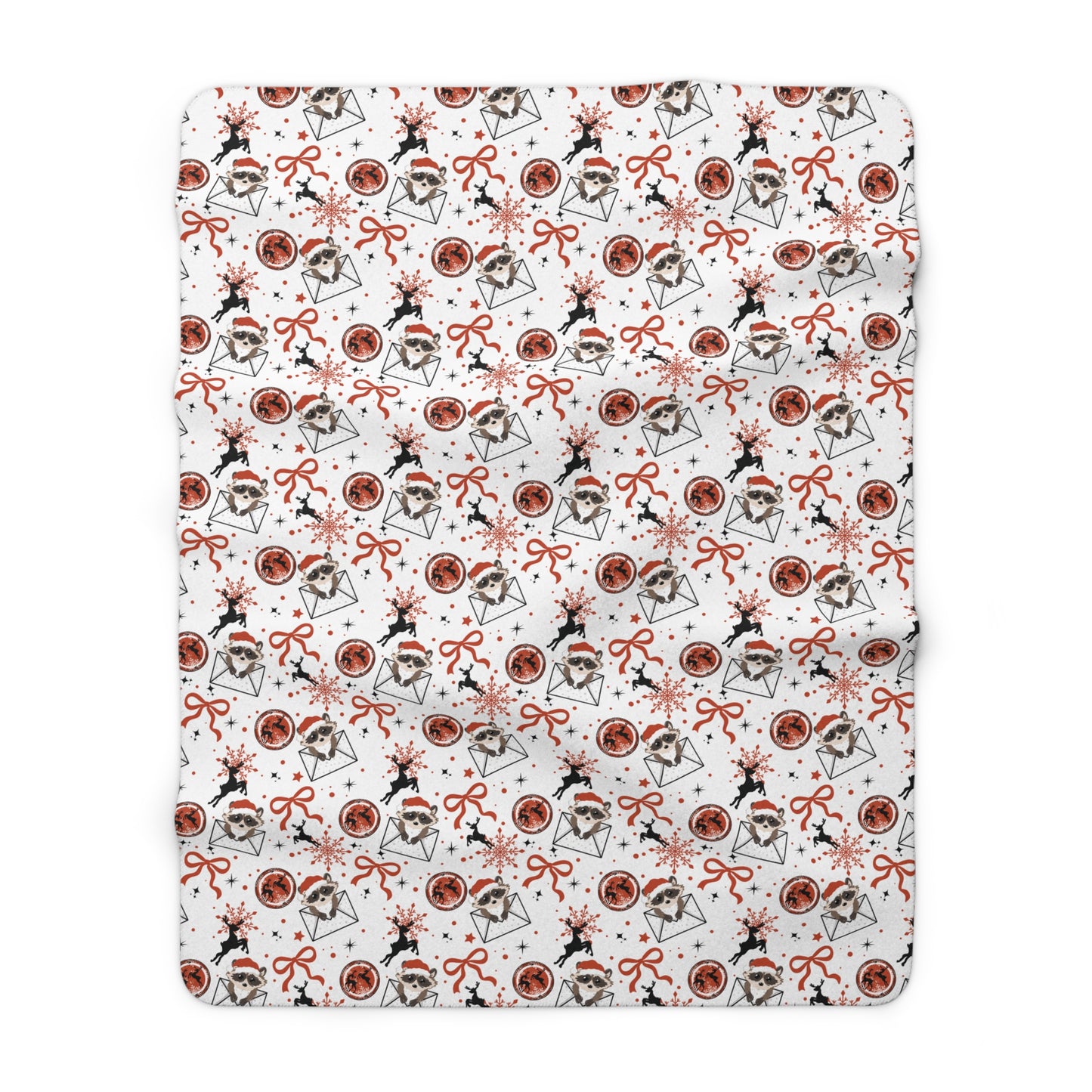 Raccoon Christmas Letter Sherpa Fleece Blanket