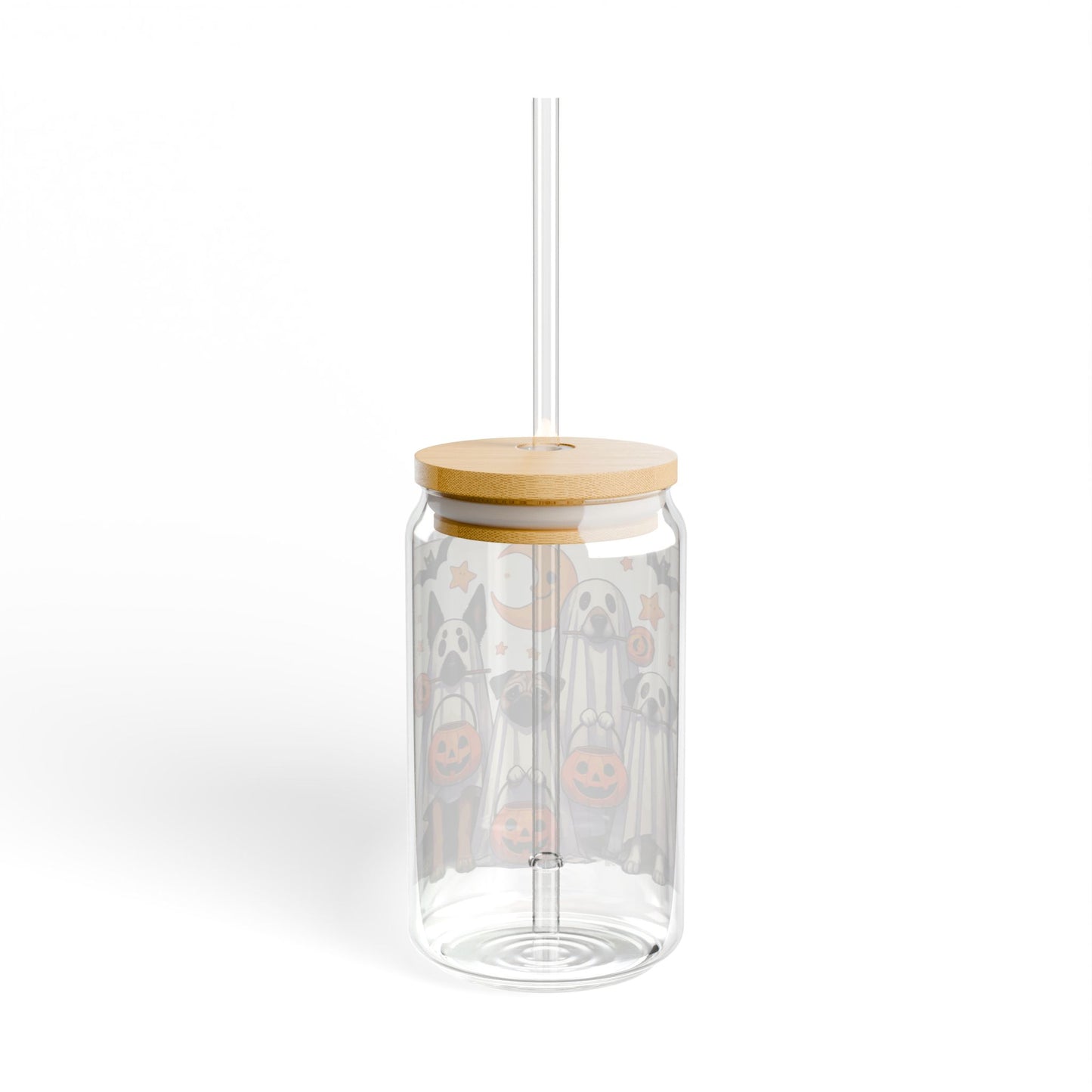 Cute Ghost Puppies Sipper Glass, 16oz