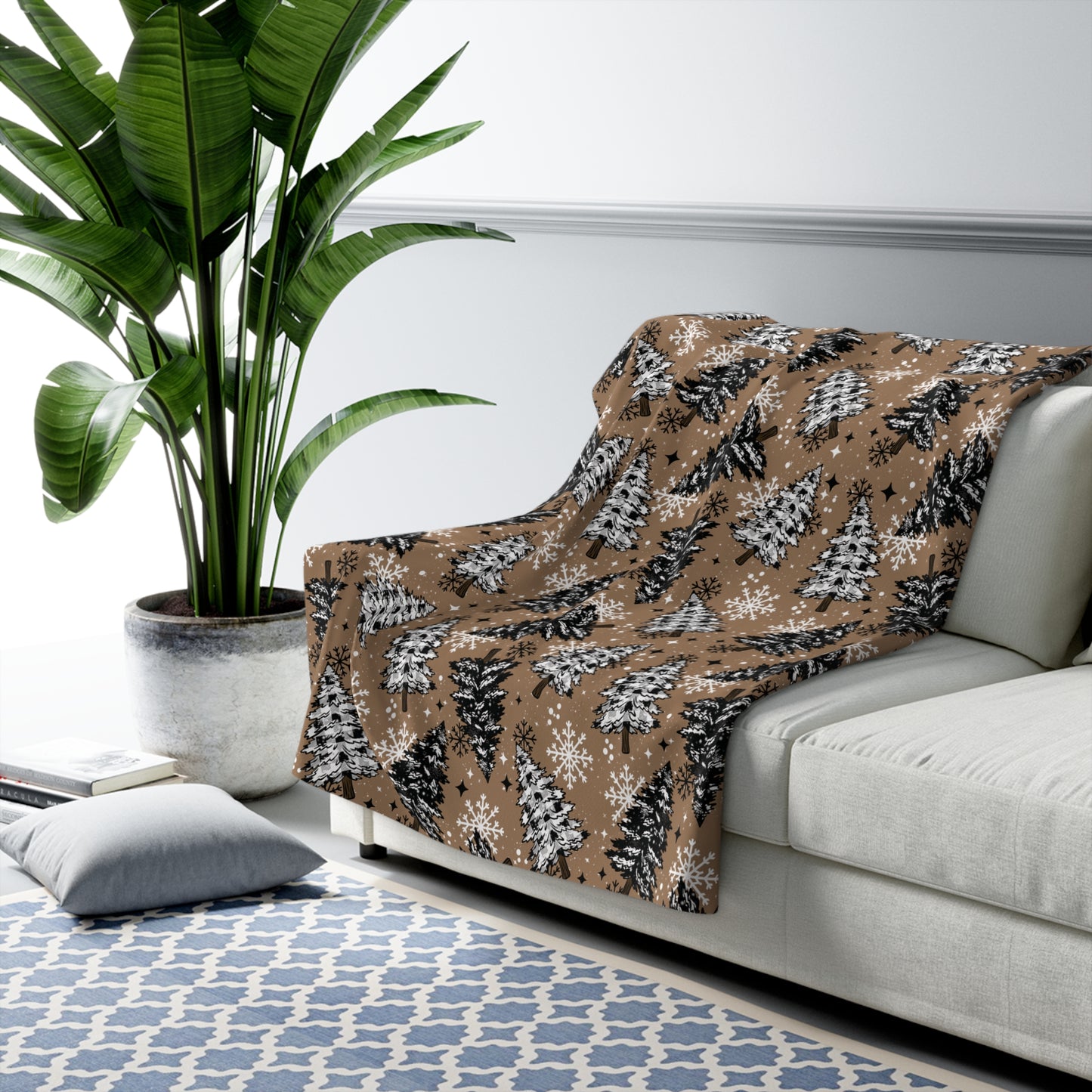 Plaid Trees Sherpa Fleece Blanket