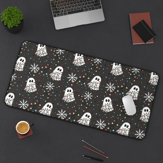 Ghosties and Christmas Lights Desk Mat