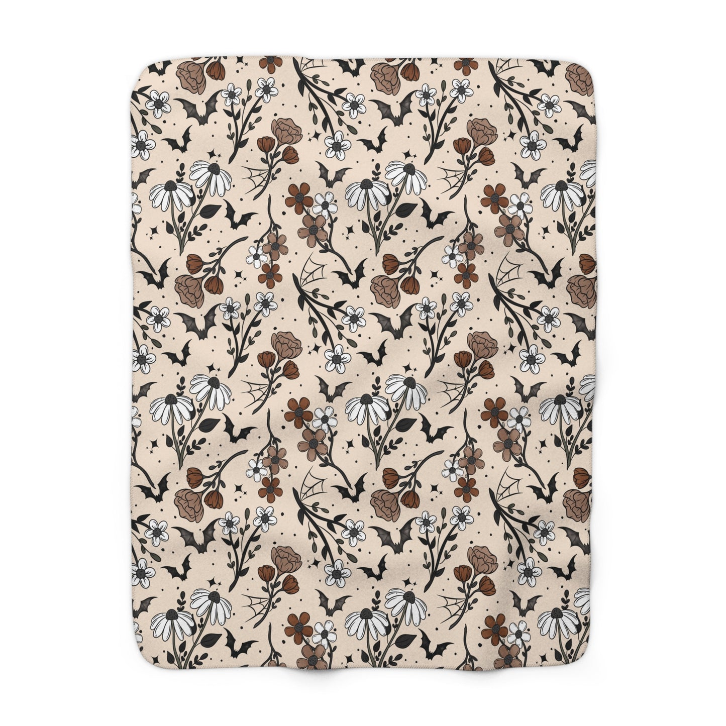 Fall Halloween Florals Sherpa Fleece Blanket