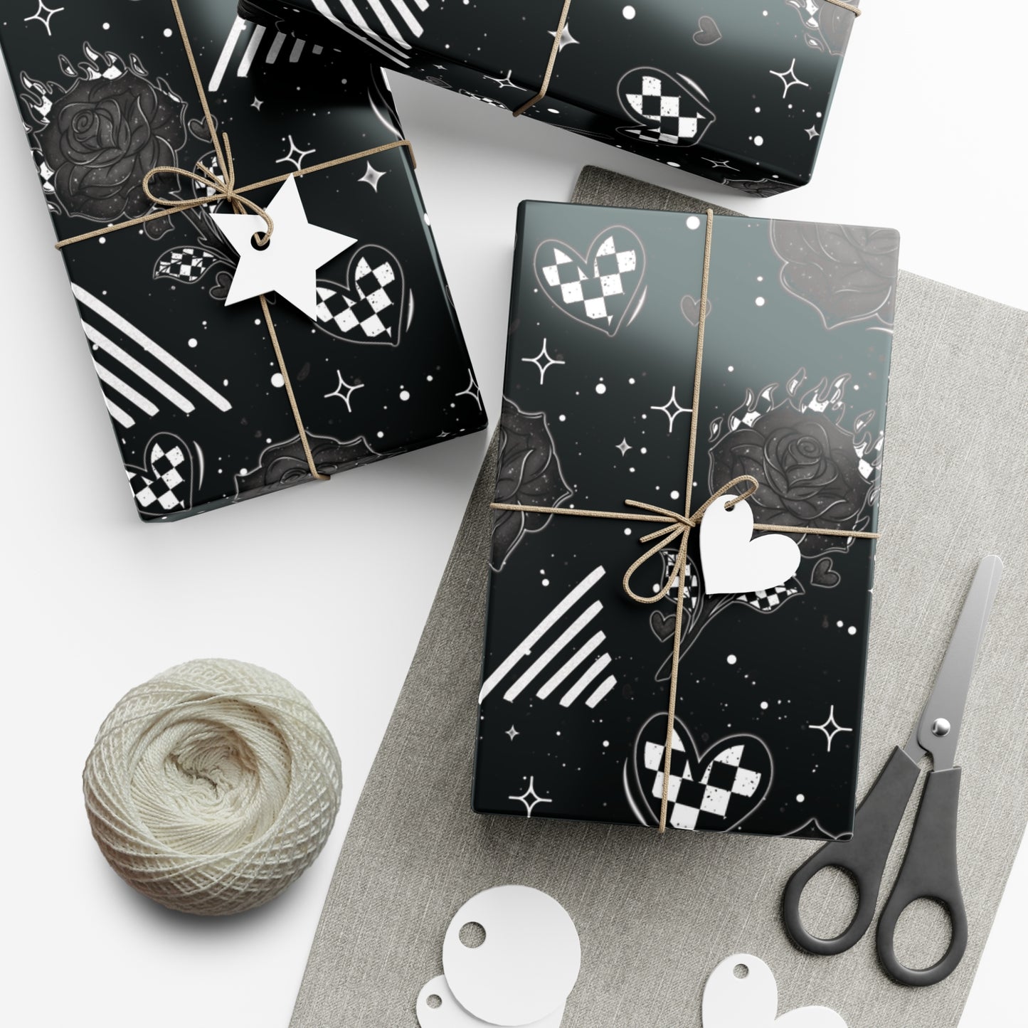 Checker and Roses Gift Wrap Papers