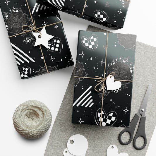 Checker and Roses Gift Wrap Papers