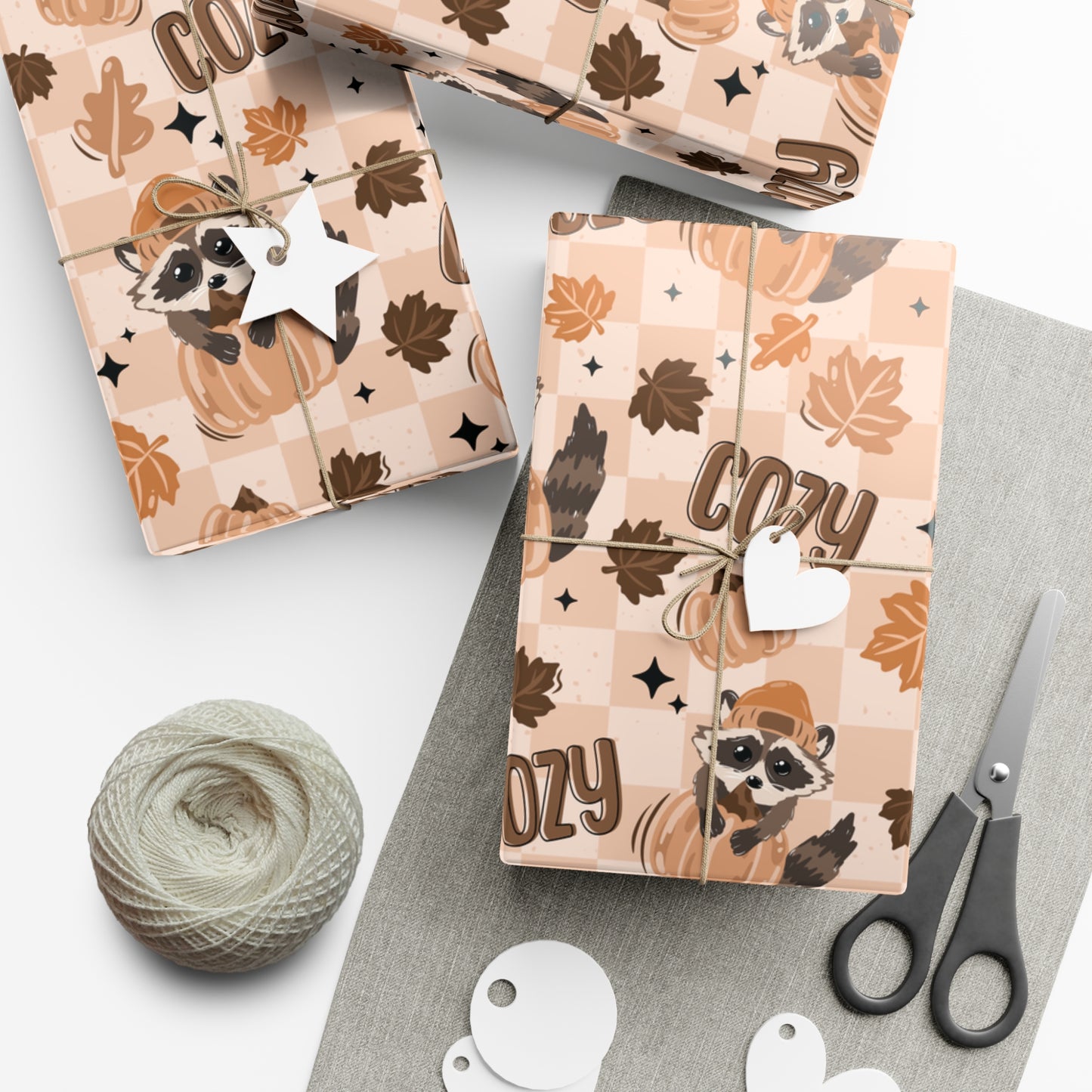 Cozy Weather Raccoons Gift Wrap Papers