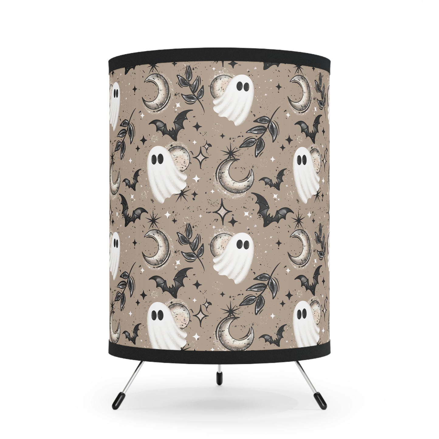 Ghosts and Moons Tripod Lamp, Bohemian Decor, Home Lighting, Unique Table Lamp, Gift for Plant Lovers, Bedroom Accent Light
