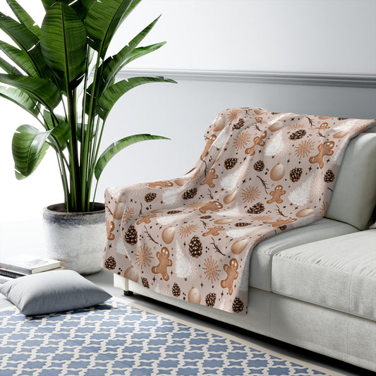 Winter Gingerbread Sherpa Fleece Blanket