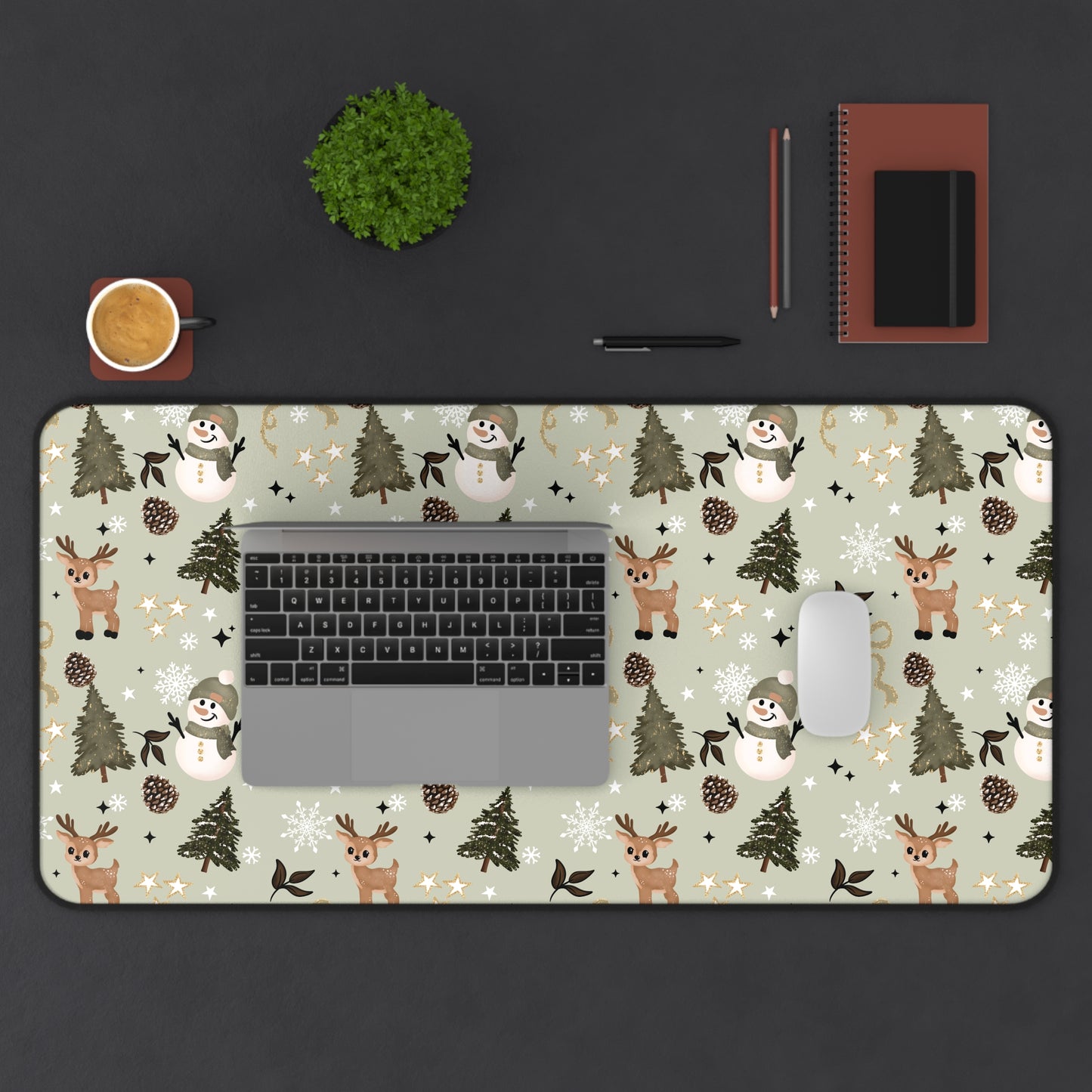 Winter Green Snowman Desk Mat