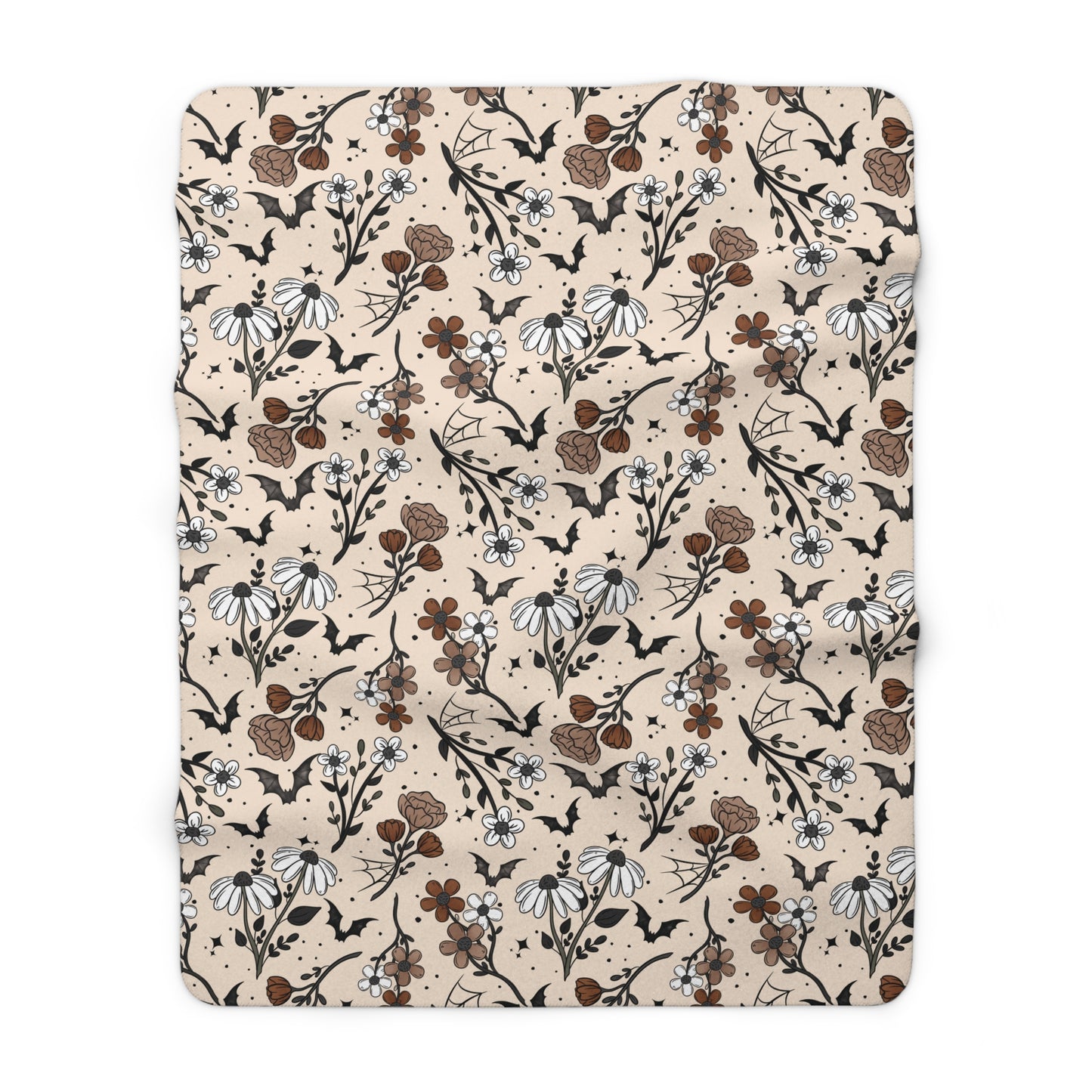Fall Halloween Florals Sherpa Fleece Blanket