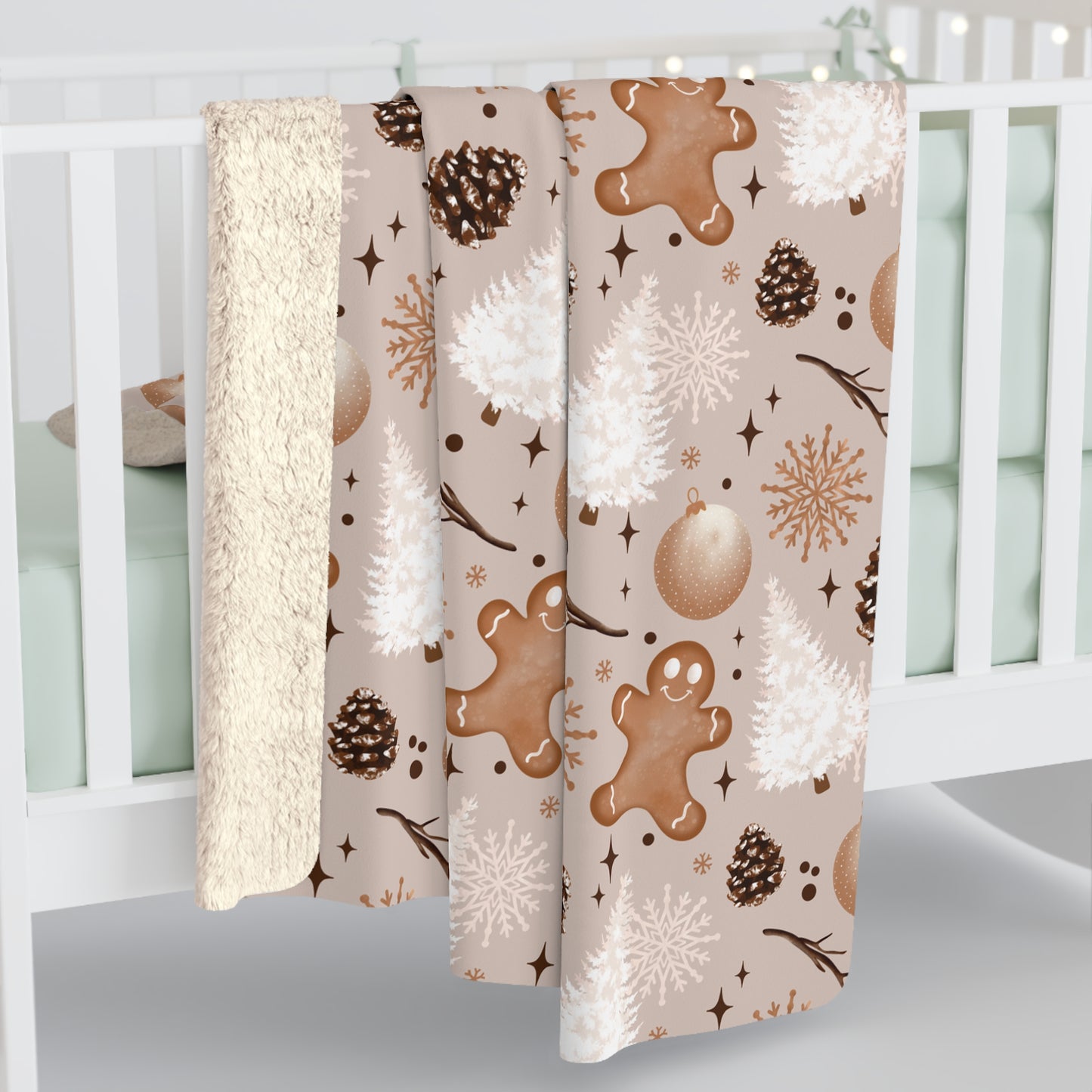 Winter Gingerbread Sherpa Fleece Blanket