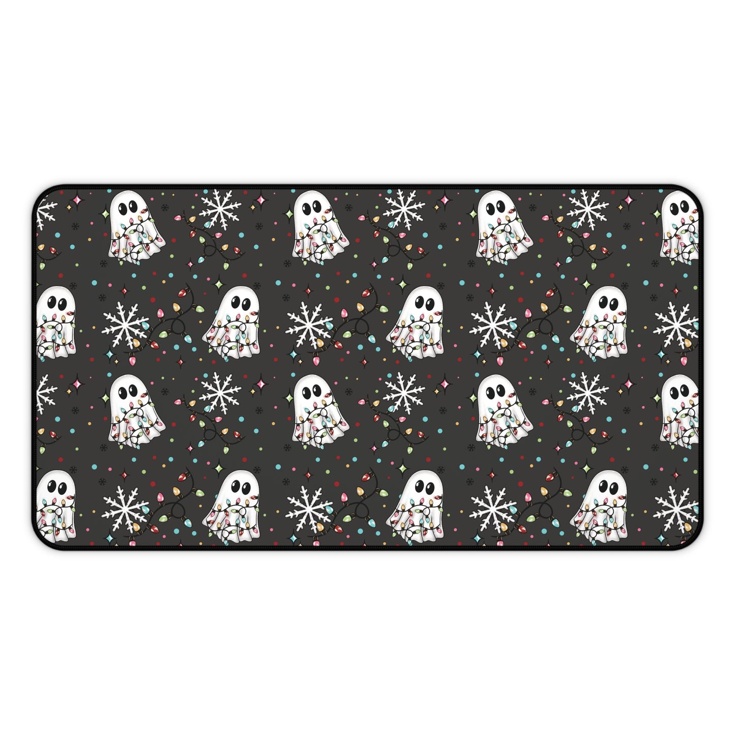 Ghosties and Christmas Lights Desk Mat