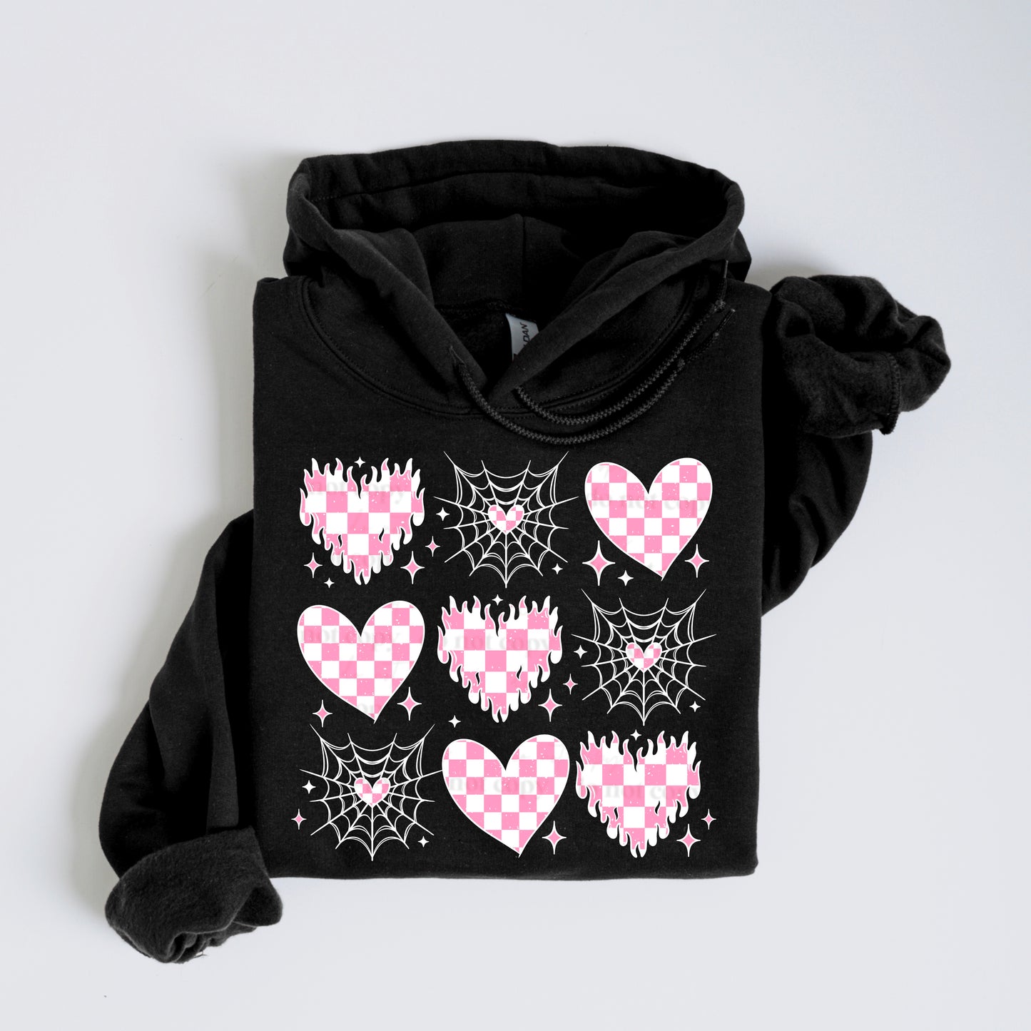 Black and Pink Heart Grid Design Only