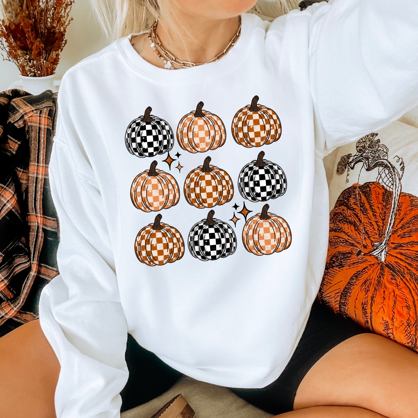 Checkered Pumpkin Grid Design Only