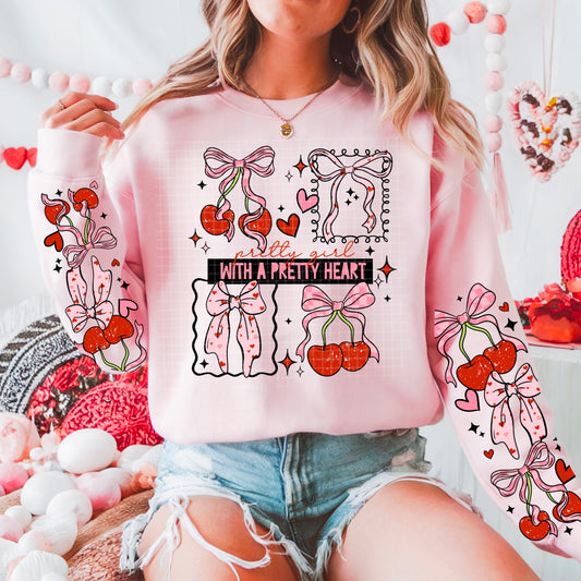 Cherry Bow Pretty Heart - Sublimation Only