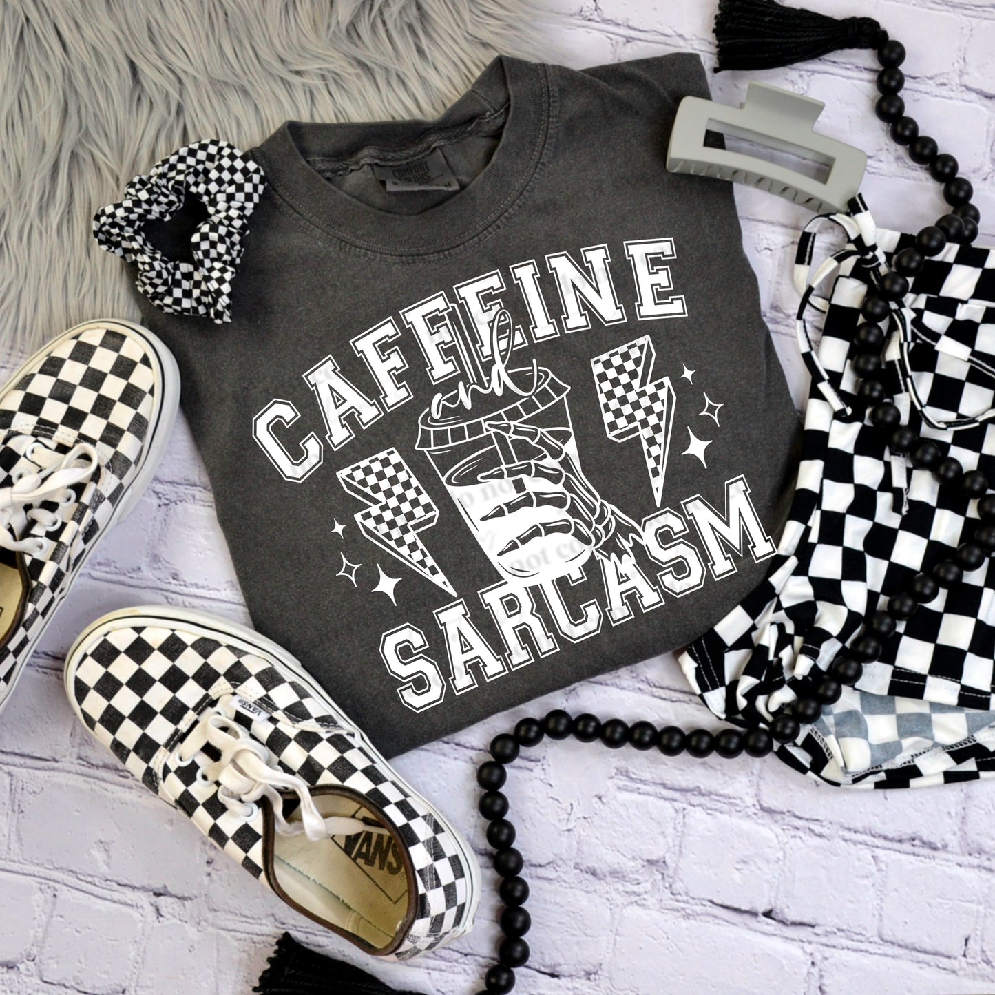 Caffeine and Sarcasm (White) Design Only