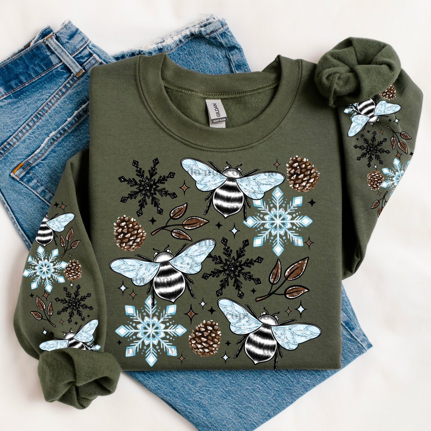 Winter Bees Collage Design Only