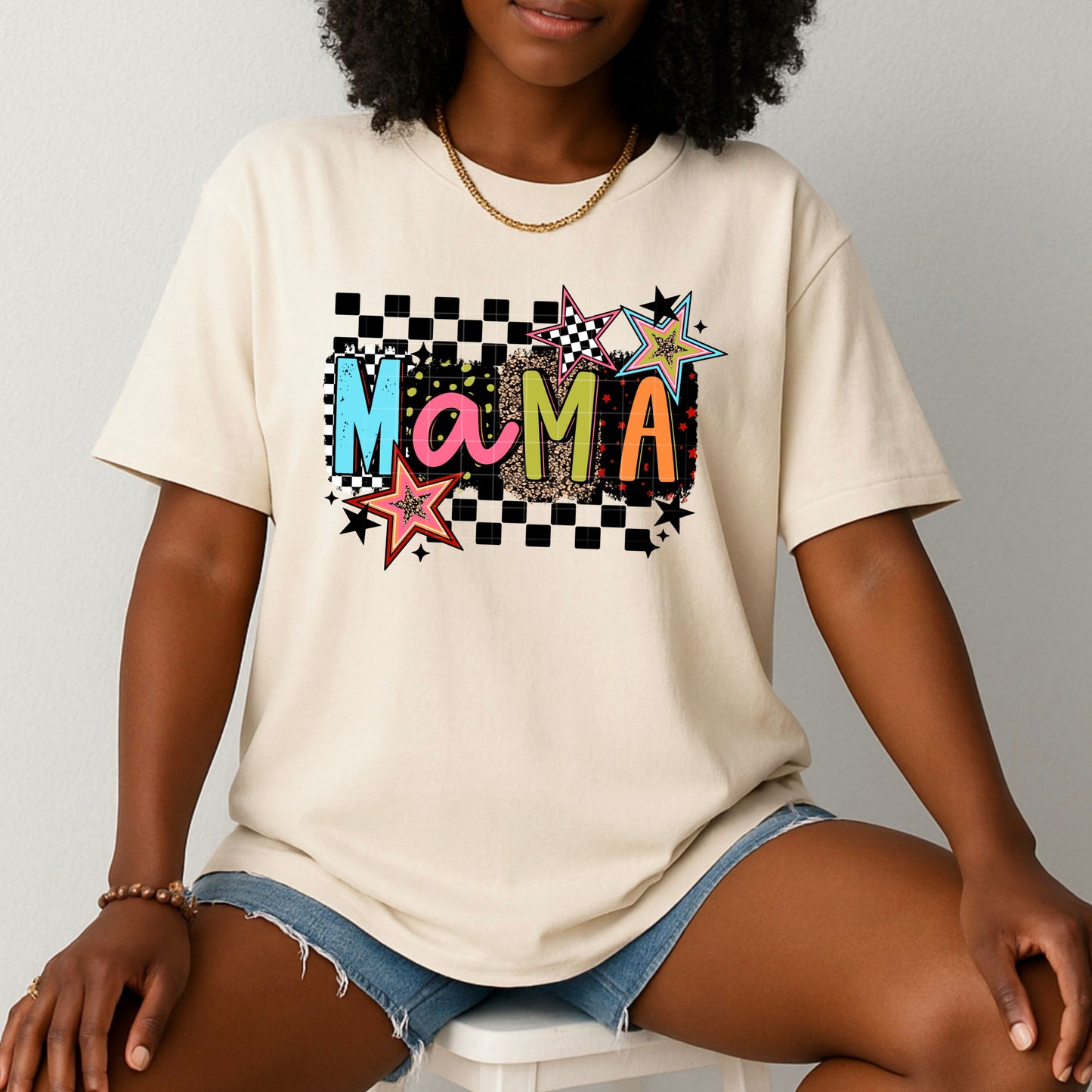 Mama Black Checker - Sublimation Only