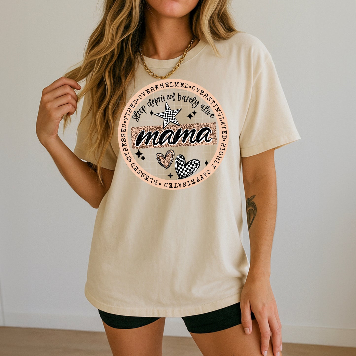 Mama Circle Tan Black Accents - Sublimation Only