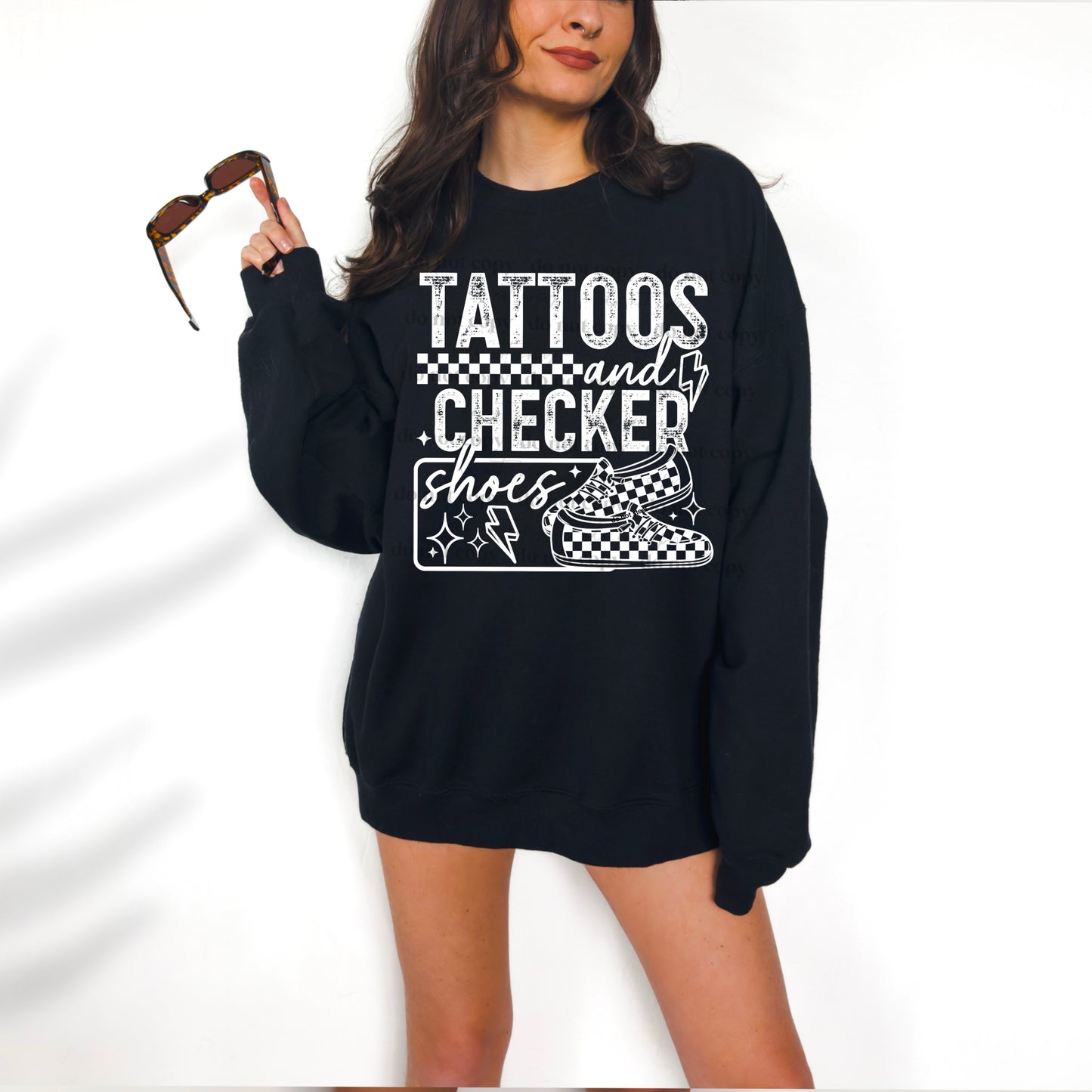 Tattoos & Checker Shoes (White) Design Only