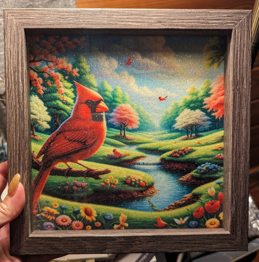 Colorful Cardinal Shadow Box