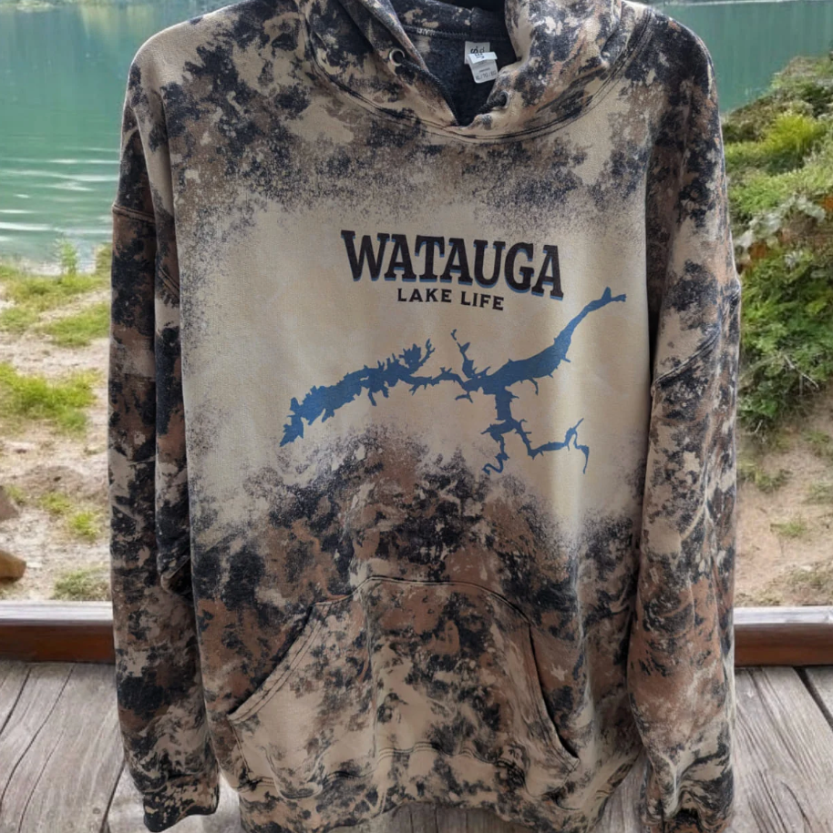 Custom Order Bleached Watauga Lake Living Hoodie