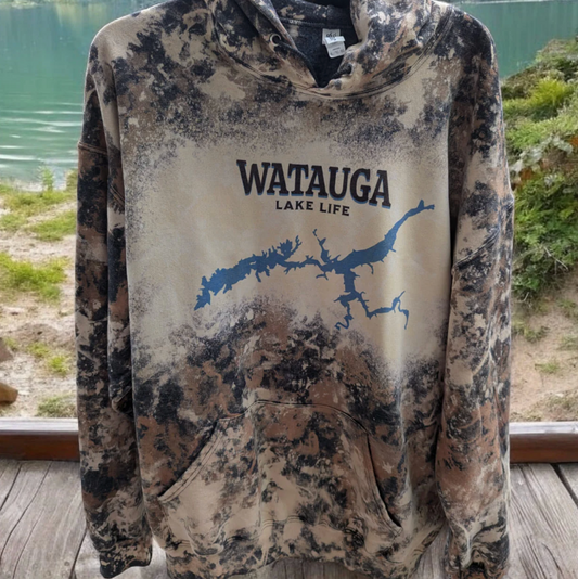 Custom Order Bleached Watauga Lake Living Hoodie
