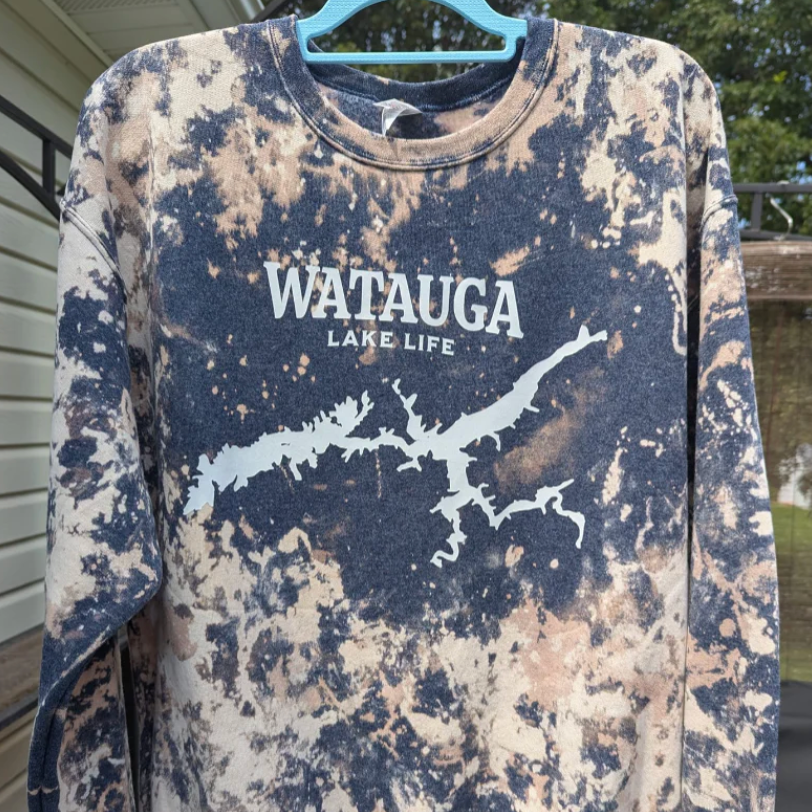 Custom Order Bleached Watauga Lake Living Crewneck