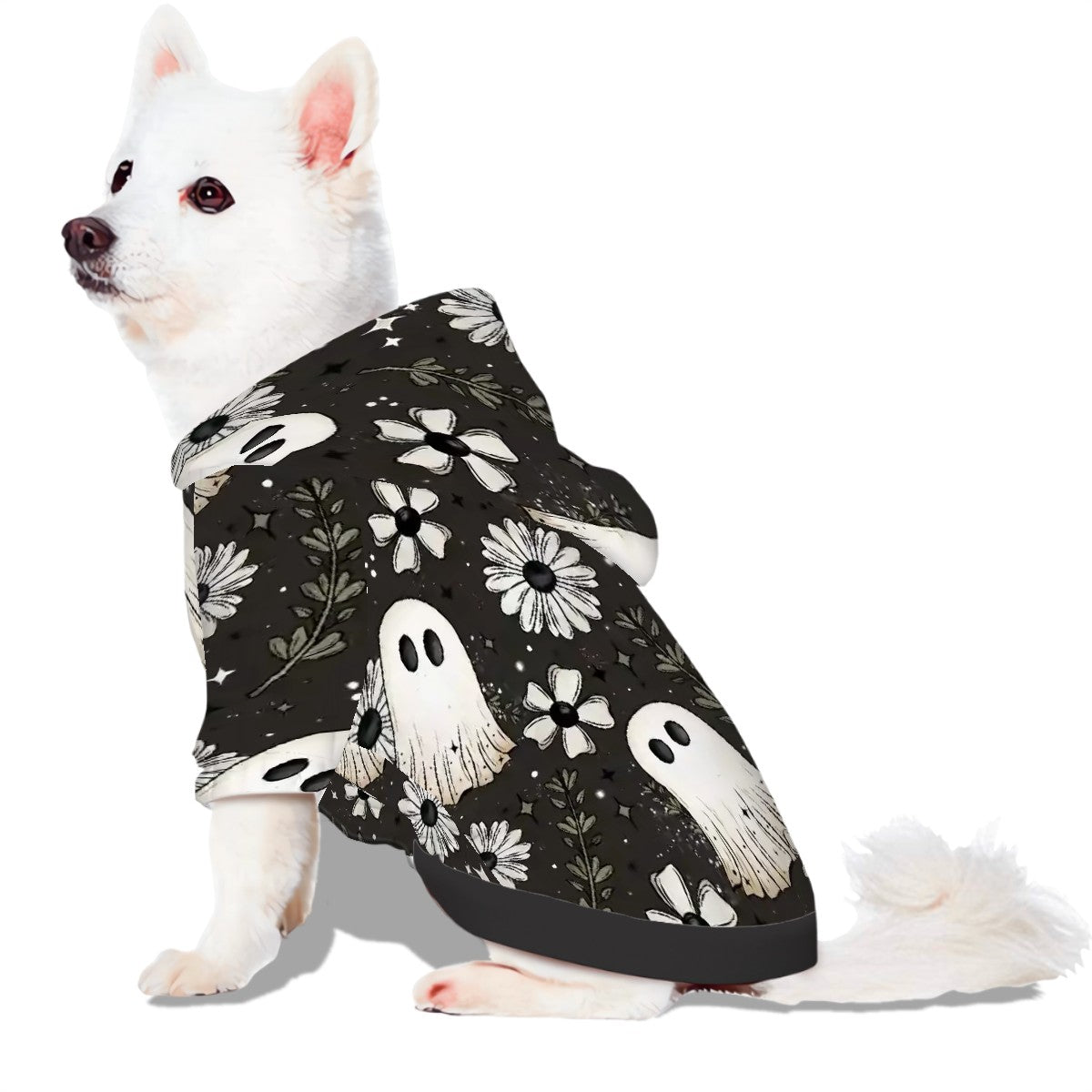 Floral Ghost Small Dog Hoodie - Floral Ghost Women's All Over Print Hoodie (optional)