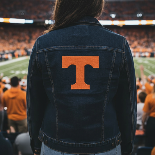 For the Tennessee Fan Denim Jacket, Embroidered Jean Jacket for Newlyweds, Wedding Gift, Casual Style, Custom Denim Outerwear